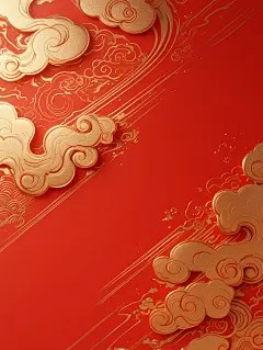 【可商用底图素材】红金配色.祥云 - 小红书