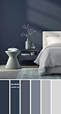 14种漂亮的卧室配色方案：海军蓝和白色卧室