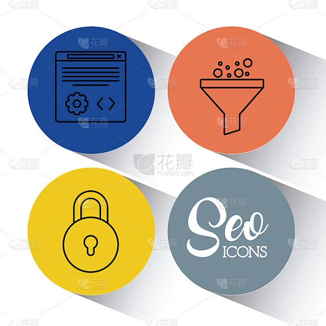 Seo搜索引擎优化和营销图标