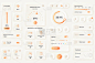 智能家庭移动应用程序的用户界面元素。独特的气动设计UI, UX, GUI, KIT元素模板.新写实主