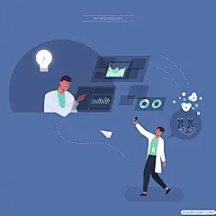 21款扁平化2D卡通人物网页插画医疗科研植物栽培基因AI矢量素材
