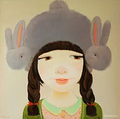 孙莹 插画作品 油画 可爱 动物 女生