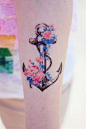 A different take on an anchor tattoo. I love the colors of the flowers and vine. I really wouldn't want it as a tattoo but as a temporary one I think it's a little bit too much for a real tattoo