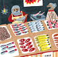 Elise Gravel illustration • fish • market • art • drawing • children • colorful •: