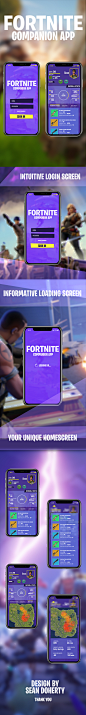 FortNite Companion App Concept : FortNite is a Battleroyal genre game which lacks a companion app, so I decided to design one myself.