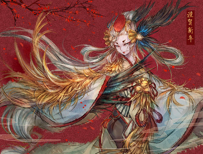 阴阳师手游姑获鸟同人图插画壁纸金銮鹤羽半次元第一中文cos绘画小说