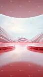 3D立体三维空间红色背景
