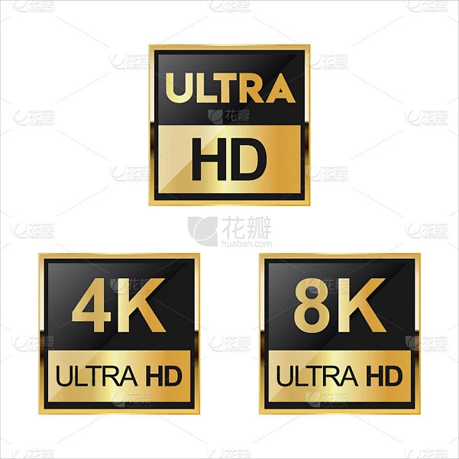 全高清4k 8K和超高清图标集合素材-花瓣网