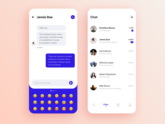 Social app UI chat m...