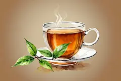 温馨手绘清新齿颊留香茶叶图片插画