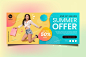 Gradient summer sale banner template with photo Free Vector