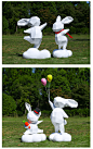 网红卡通几何兔子摆件抽象动物雕塑户外幼儿园游乐场景观美陈装饰-淘宝网