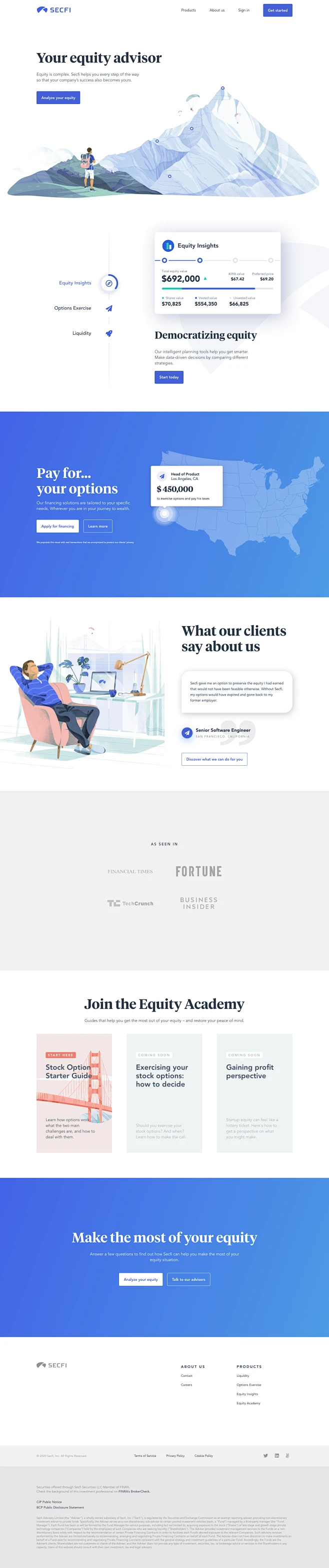 Secfi Landing Page Example: We create equity planning tools that can ...
