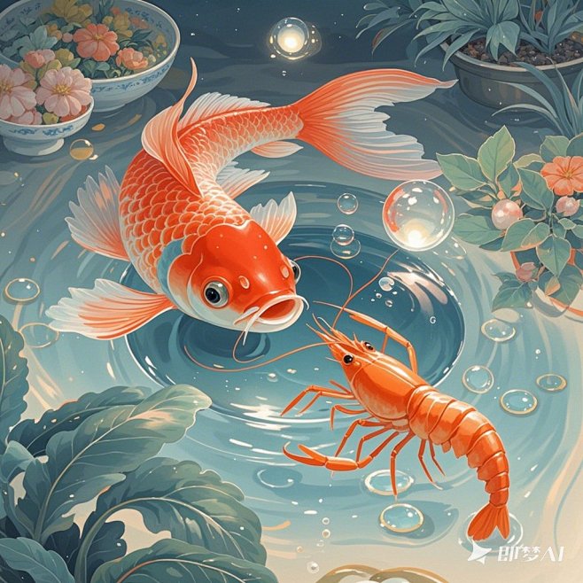 用于包装设计的鲤鱼吃虾素材抠图元素 (2...