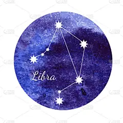 水彩的星座符号天秤座