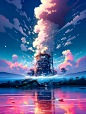 绝望的海洋|AI绘画+手绘原创插画