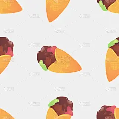四方连续纹样,冰淇淋,可爱的,华丽的,食品,壁纸,甜点心,水果,夏天,剪影