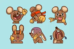 手绘老鼠表情包矢量图设计素材