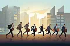 企业文化奋斗商务扁平风插画