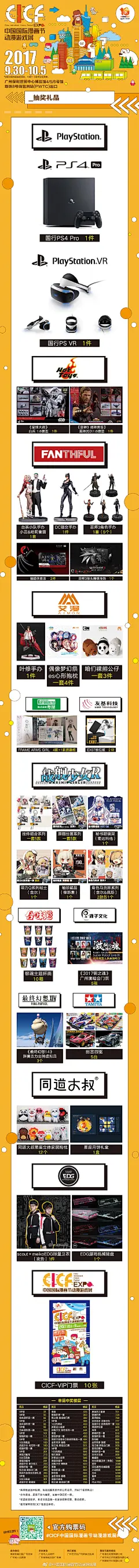 2017#CICF中国国际漫画节动漫游戏展#
10.1-10.5琶洲保利世贸博览馆4-6号馆
最强总宣，全场超30万元奖金奖品等你拿！

P1 超豪华国内外作者阵容零距离接触！
P2 电竞、COSER、舞见、唱见、偶像少女天团等共130位中外嘉宾的泛娱乐盛宴！
P3 过百家国际知名展商强势参展，一年一度汇聚羊城！
P4 超红星见面会怎能错过！
P5 2017 CICF 今年的主海报很魔性～
P6 星舞银河全国宅舞大赛、金龙奖COSPLAY全国超级大赛、五光十摄、COS、盛装自由行尽显自我！田宫迷你四驱车世