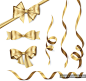 闪亮的金色缎带蝴蝶结丝带矢量设计素材Shiny golden ribbons and bows :  