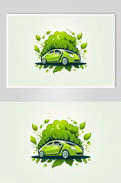 AI数字艺术新能源汽车绿色环保插画