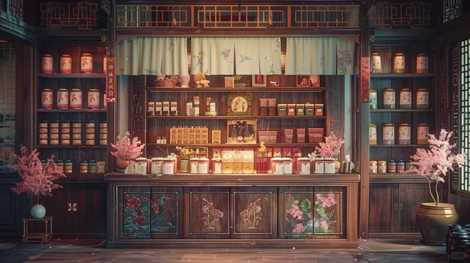Midjourney近期氛围参考-古代胭脂铺 - 小红书
