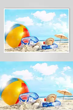 沙滩贝壳海星高清图片壁纸