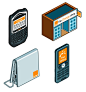 Isometric Icon Designs for Orange : Rod Hunt was commissioned by John Brown Citrus Publishing to produce a set of isometric icons for the mobile phone company Orange. The icons were used thoughout a brochure advertising their services 