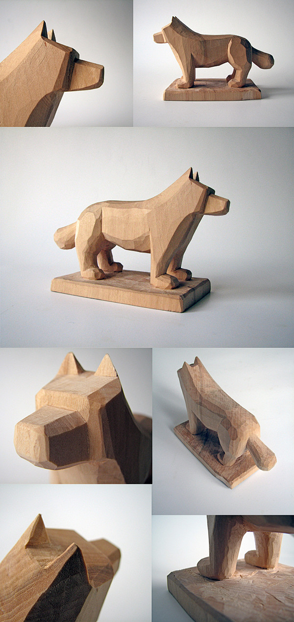 Dog woodcarving : Wo...