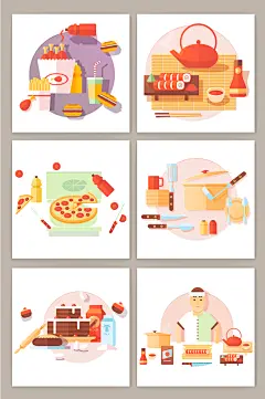 美食创意插画矢量图形