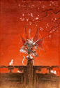 人气插画师杉泽，手绘《山海经》百妖插画精选，美爆你的眼。