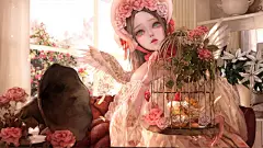 洛丽塔 女孩 蔷薇花 翅膀 笼子 4K高清动漫壁纸 @ 3440x1440 - 4K高清壁纸