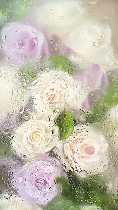 特效通用玻璃水滴花朵植物背景场景图片素材
