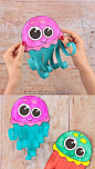 What better way to work on scissors skills than to make a wonderful scissor skills jellyfish craft. This summer craft is super fun to make and you can make it oh so colorful.