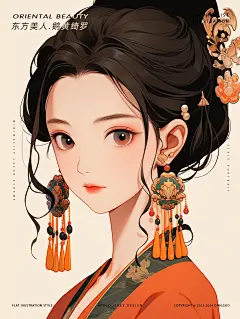 东方美人-鹅黄绮罗②民族扁平风文创美学插画
