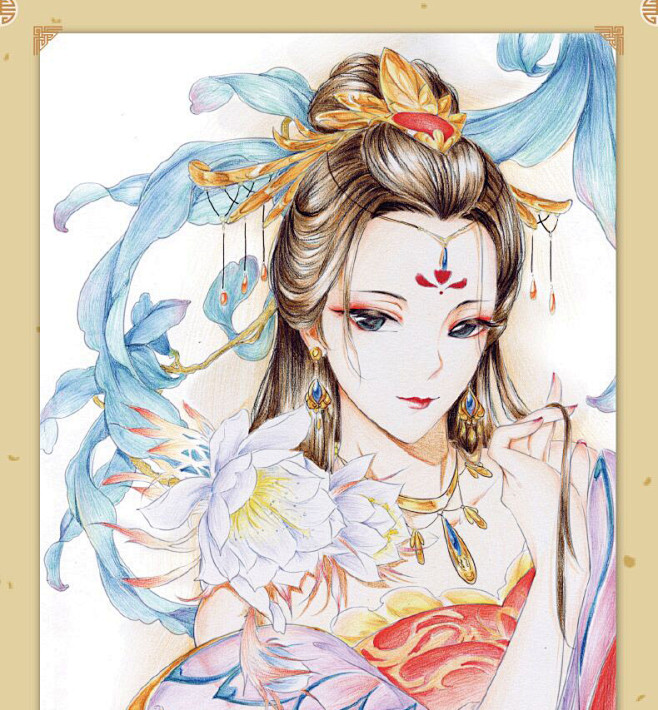 思美人醉花颜唯美古风涂色线描集飞乐鸟手绘铅笔彩铅涂色书描画本描画