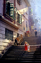Street of steps by Fan Ho