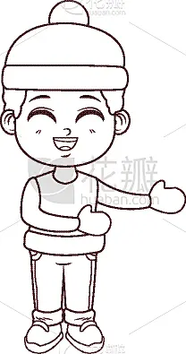 男孩,冬天,可爱的,动画片,儿童,学龄前儿童,人,白色,黑色,自然美