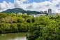 全景,海南省,三亚,航拍视角,鹿回头公园,自然美,云,黄昏,现代,热带树