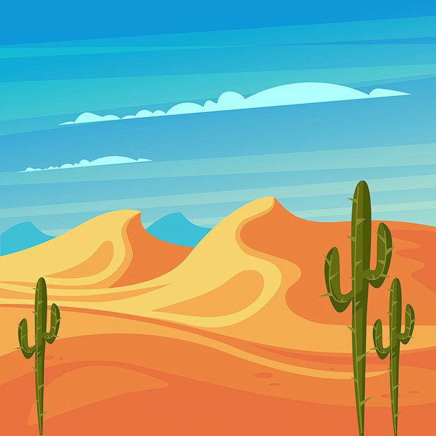仙人掌沙漠场景风景插画矢量图素材