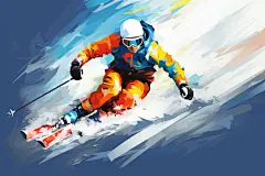 高山滑雪滑雪雪地运动体育运动插画
