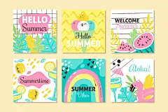 免费矢量你好夏天 Instagram 故事合集