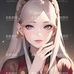 二次元卡通动漫人物头像古风汉服  - 源文件下载【酷图网】二次元,卡通,动漫,人物,头像,古风,汉服,银发