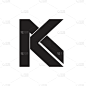 letter ak flat geometric design logo