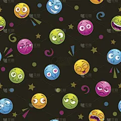 无缝图案，彩色圆脸