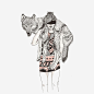 狐狸与美女装饰画高清素材 动物 粉色 线描装饰画 绘画 免抠png 设计图片 免费下载
