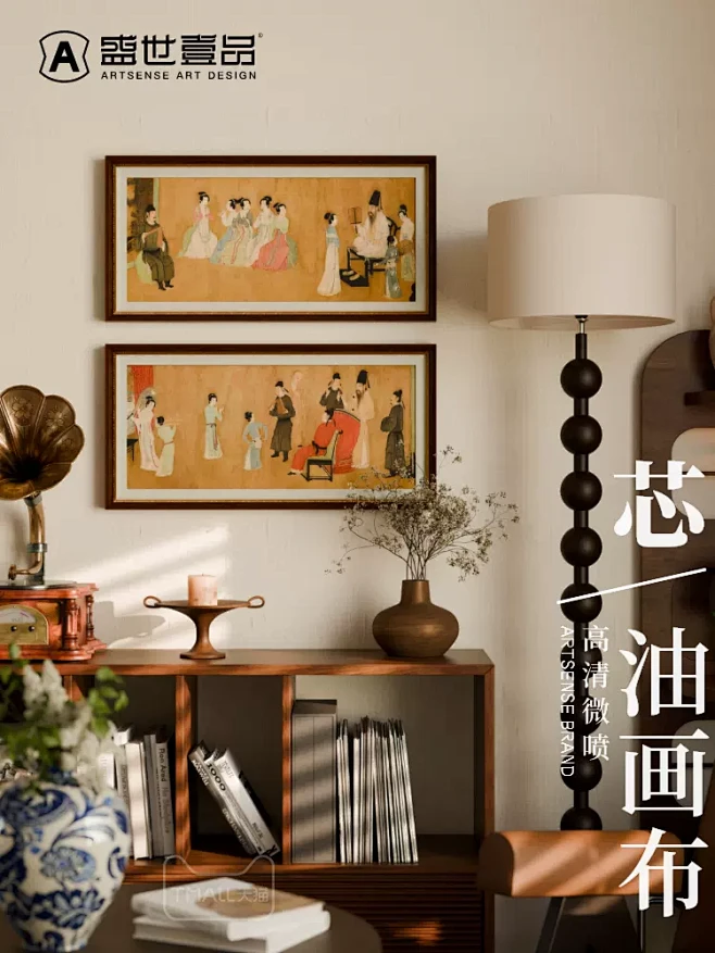 实木挂画中式复古中古高级感客厅装饰画玄关过道走廊卧室餐厅斗柜-tmall.com天猫-花瓣网