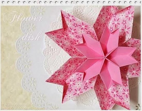 折纸教程：教你折简单好看的花朵置物盒 (...