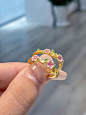 超仙小桃醉珐琅花朵戒指女奢华复古气质指环个性开口戒桃花戒指女-tmall.com天猫